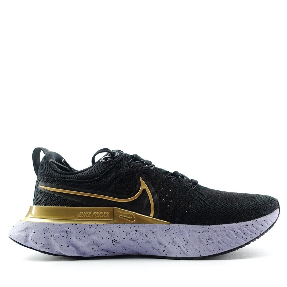 Nike React Infinity Run Flyknit 2 Running Shoe Black Gold CT2423-009 Womens 9.5